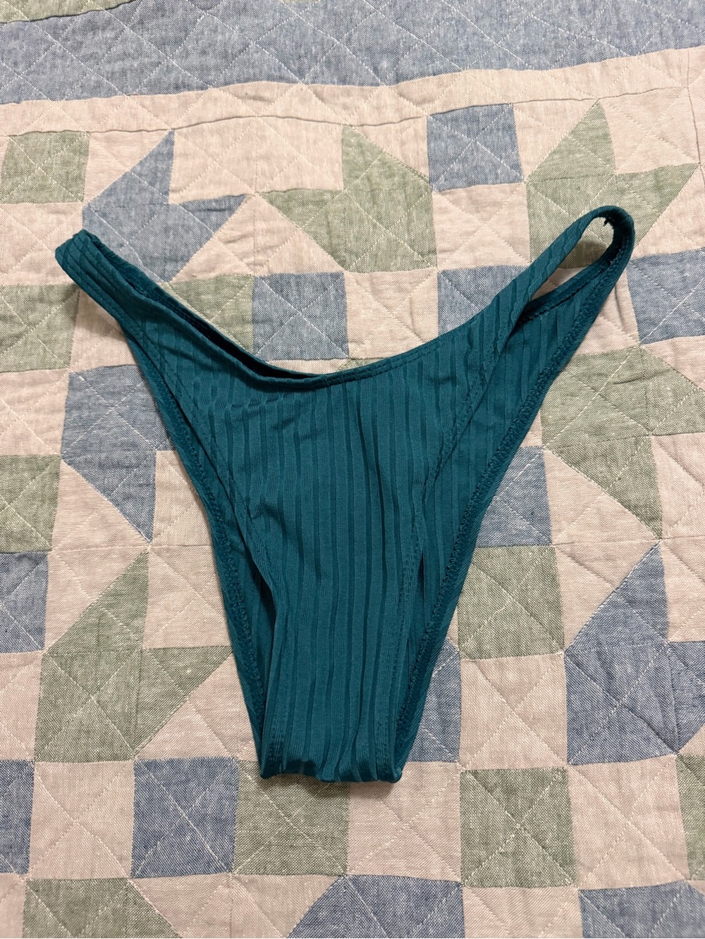 Old Navy Teal Ribbed High-Cut Bikini Bottom